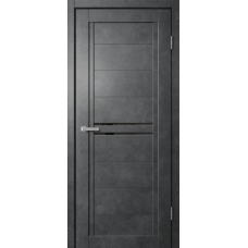 Дверь межкомнатная Сибирь Профиль Барн 6 Бетон темный, стекло черное